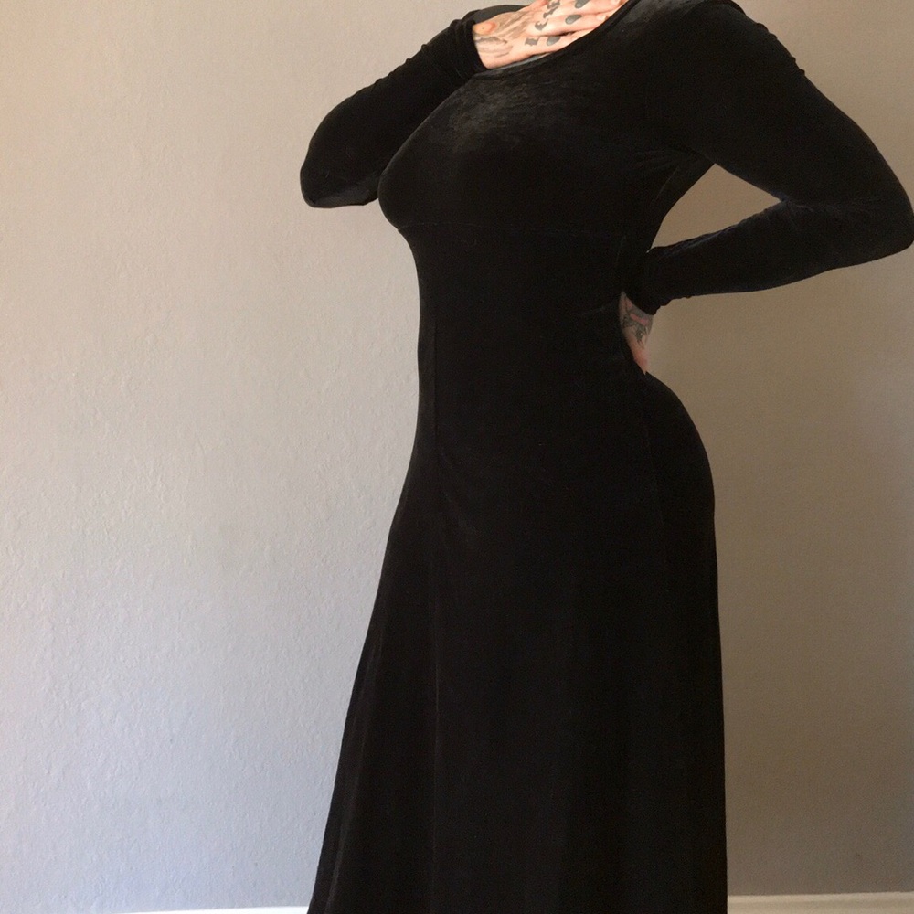 Floor length velvet dress